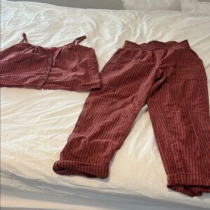 Sundry Coral and Plum Striped Blouse